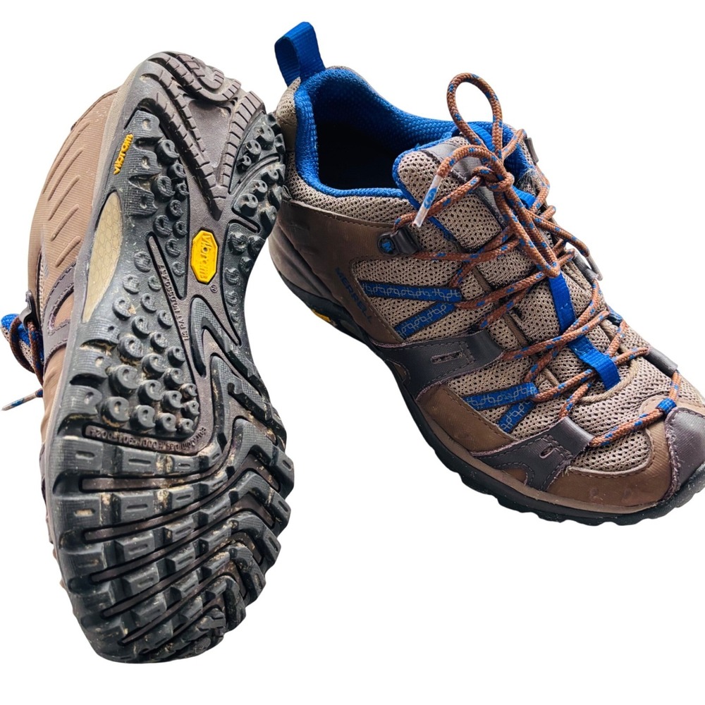 Merrell Waterproof Women's 8 Vibram Hiking Shoes Trail Runners Stone Blue
